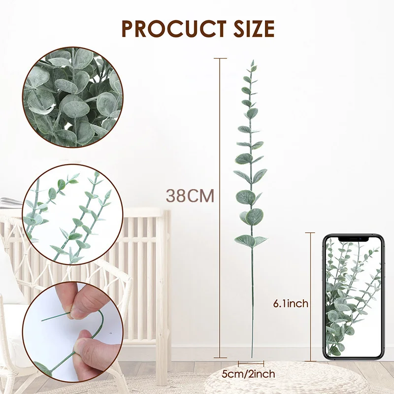 10 pçs 38cm hastes de eucalipt - Florist Supply Bulk avaliação e preço